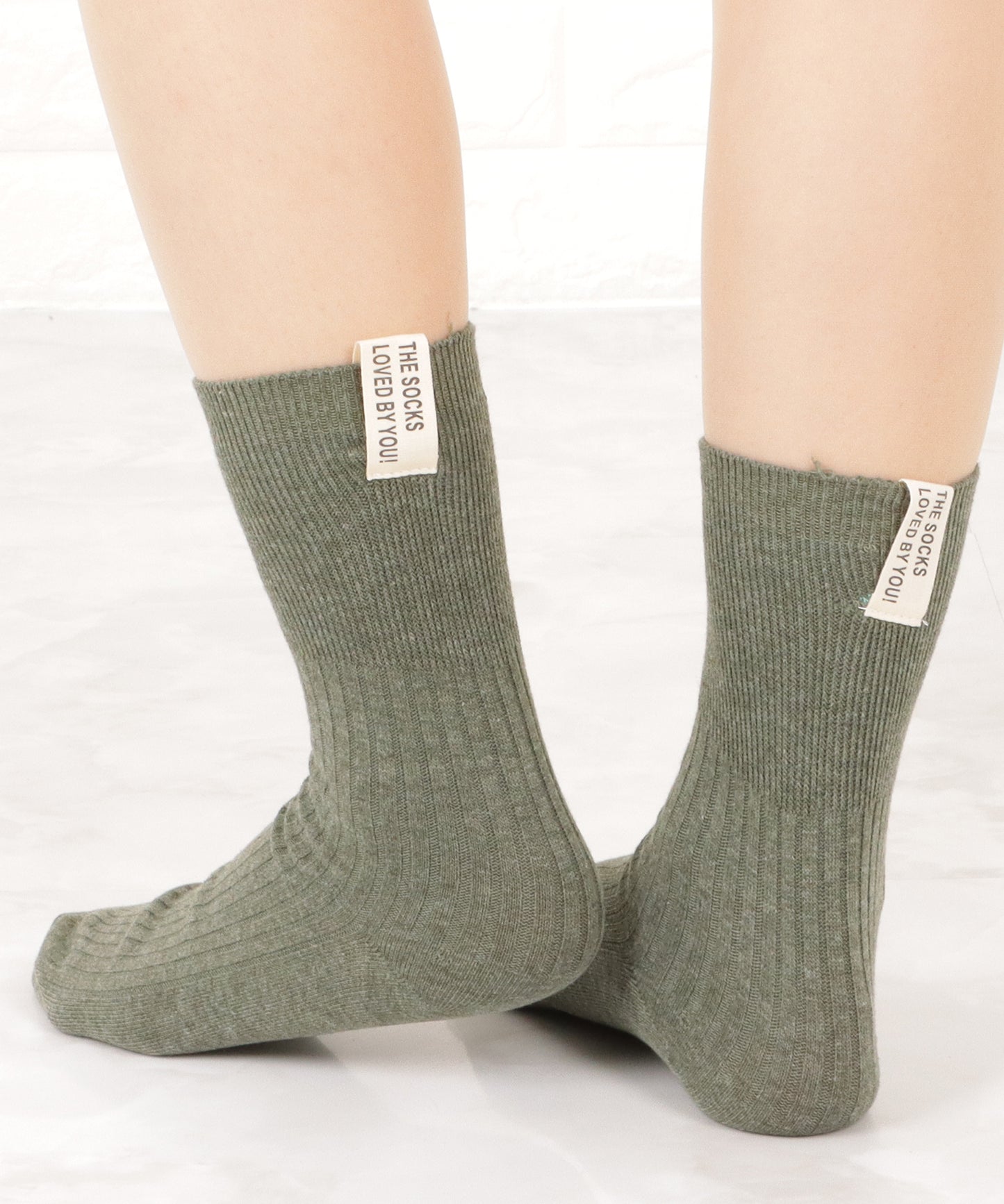 【5色組】タグデザインクルーソックスセット