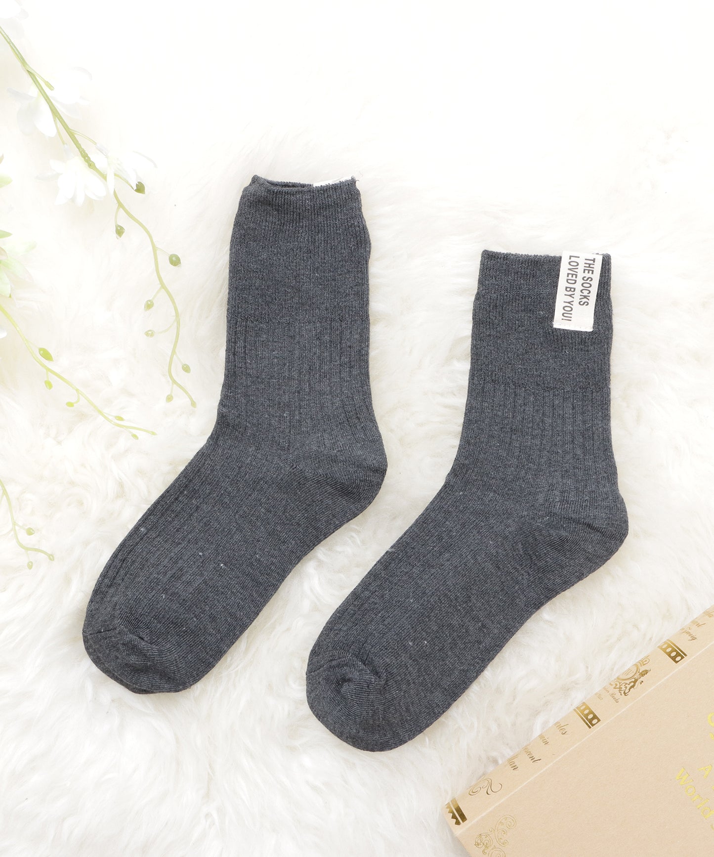 【5色組】タグデザインクルーソックスセット