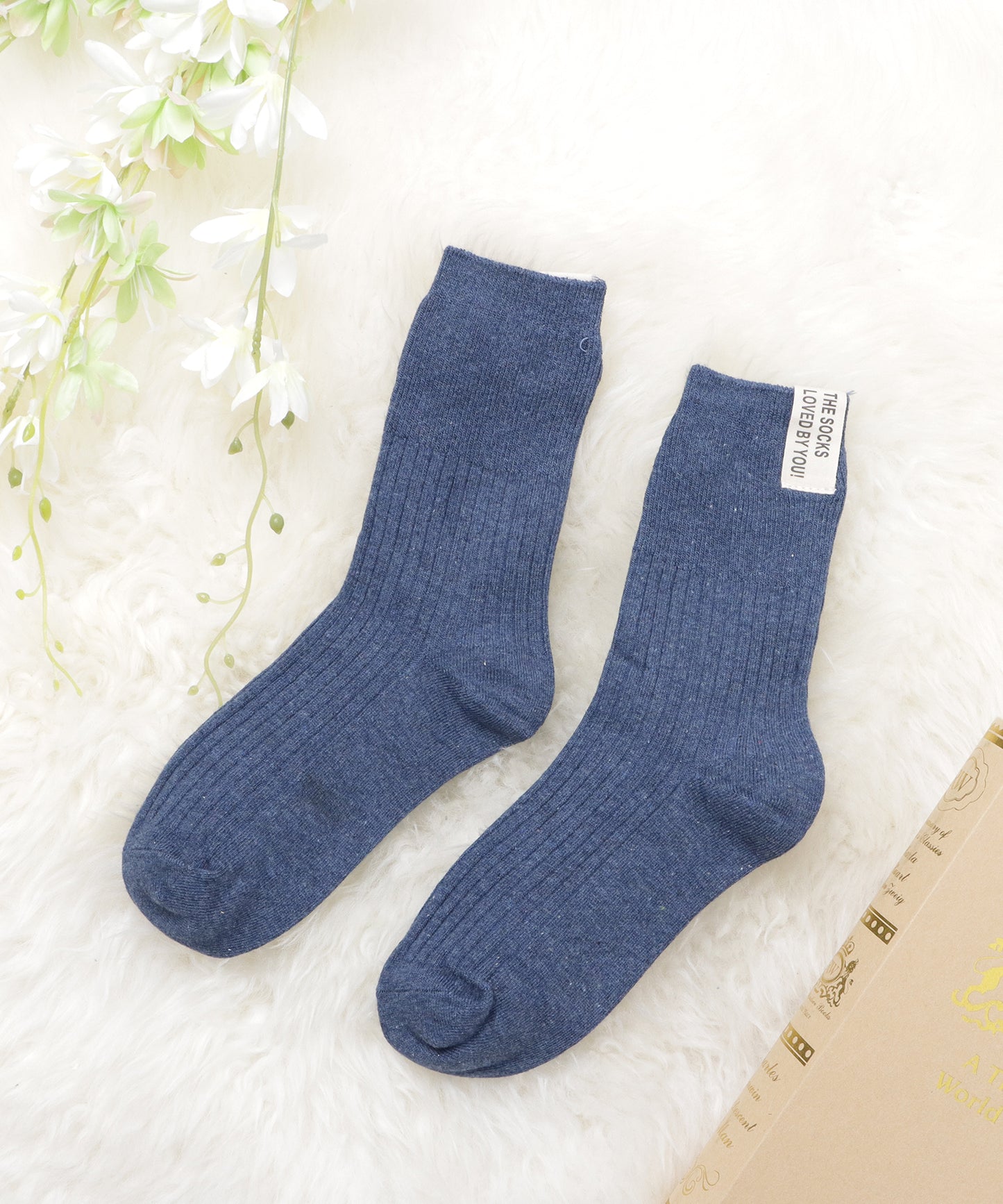 【5色組】タグデザインクルーソックスセット