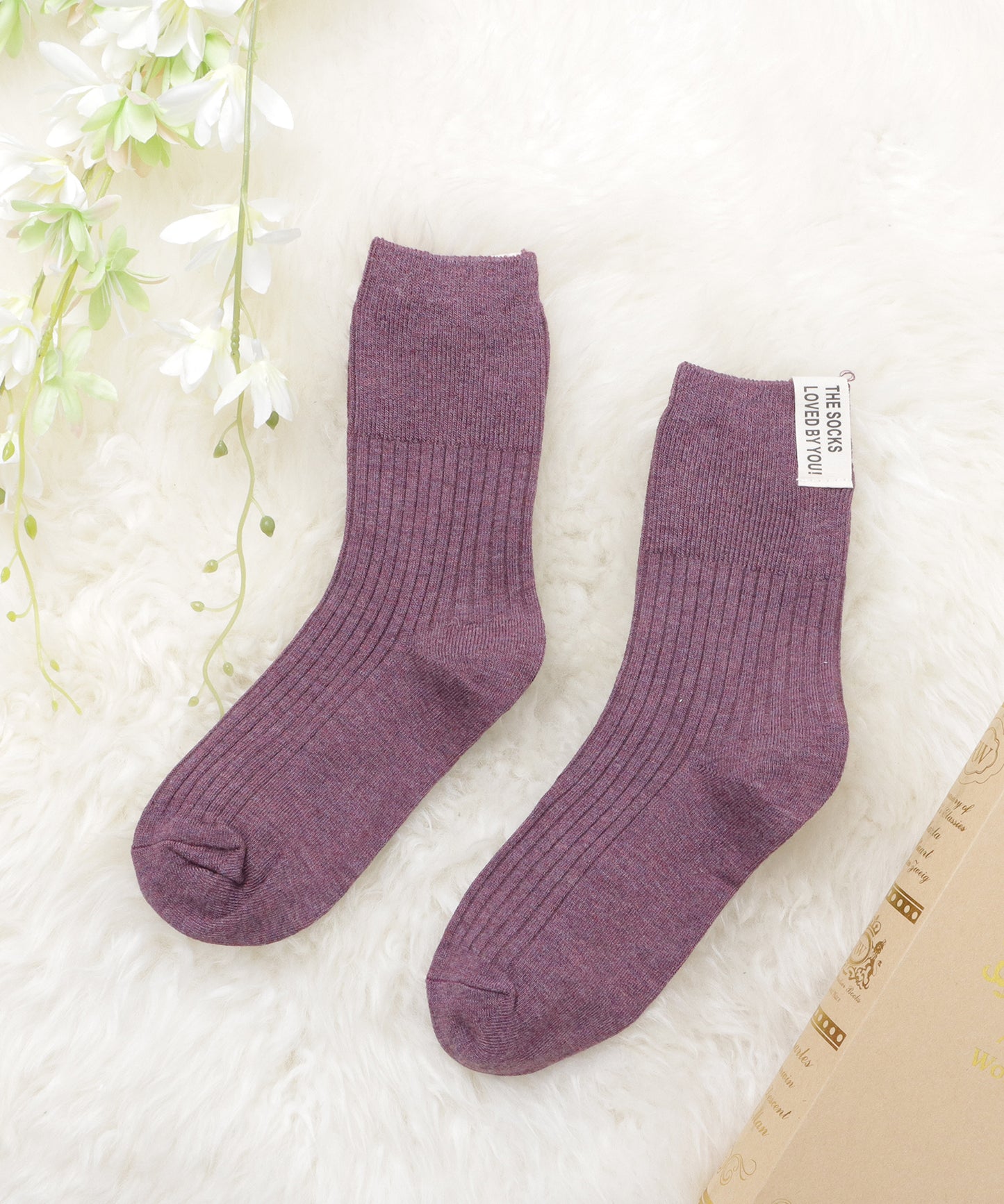 【5色組】タグデザインクルーソックスセット