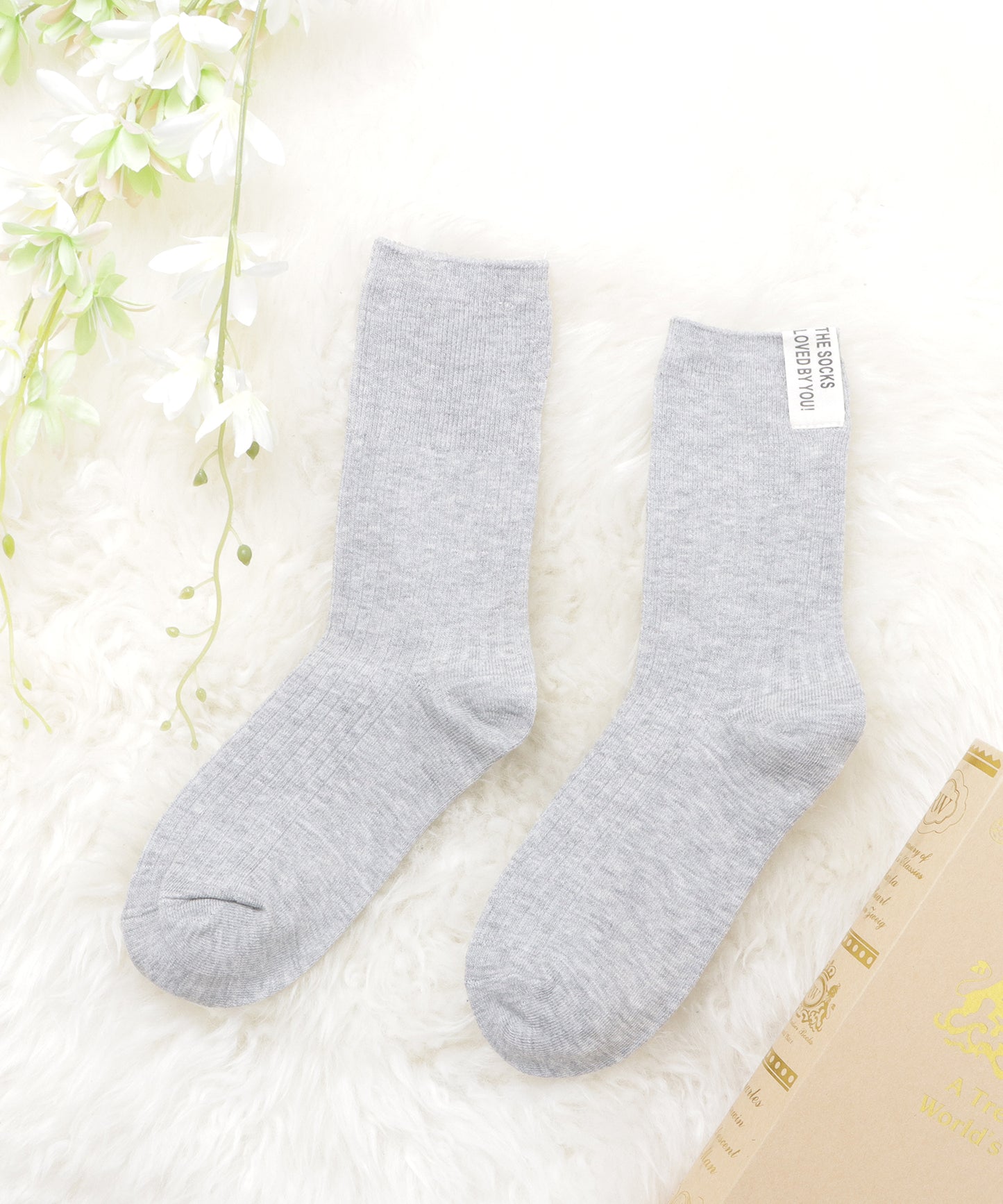 【5色組】タグデザインクルーソックスセット