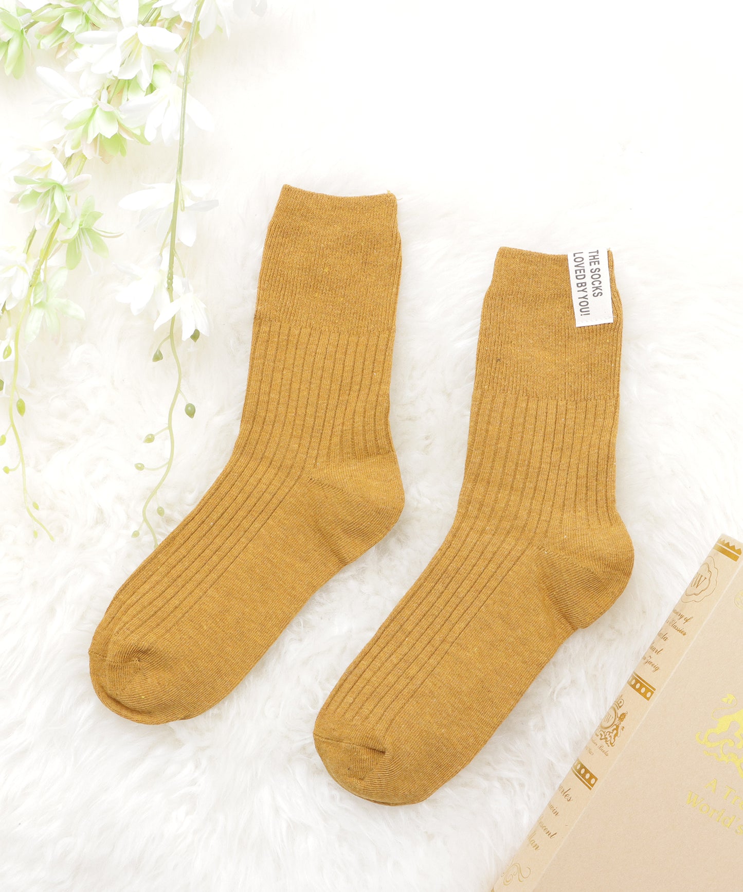 【5色組】タグデザインクルーソックスセット