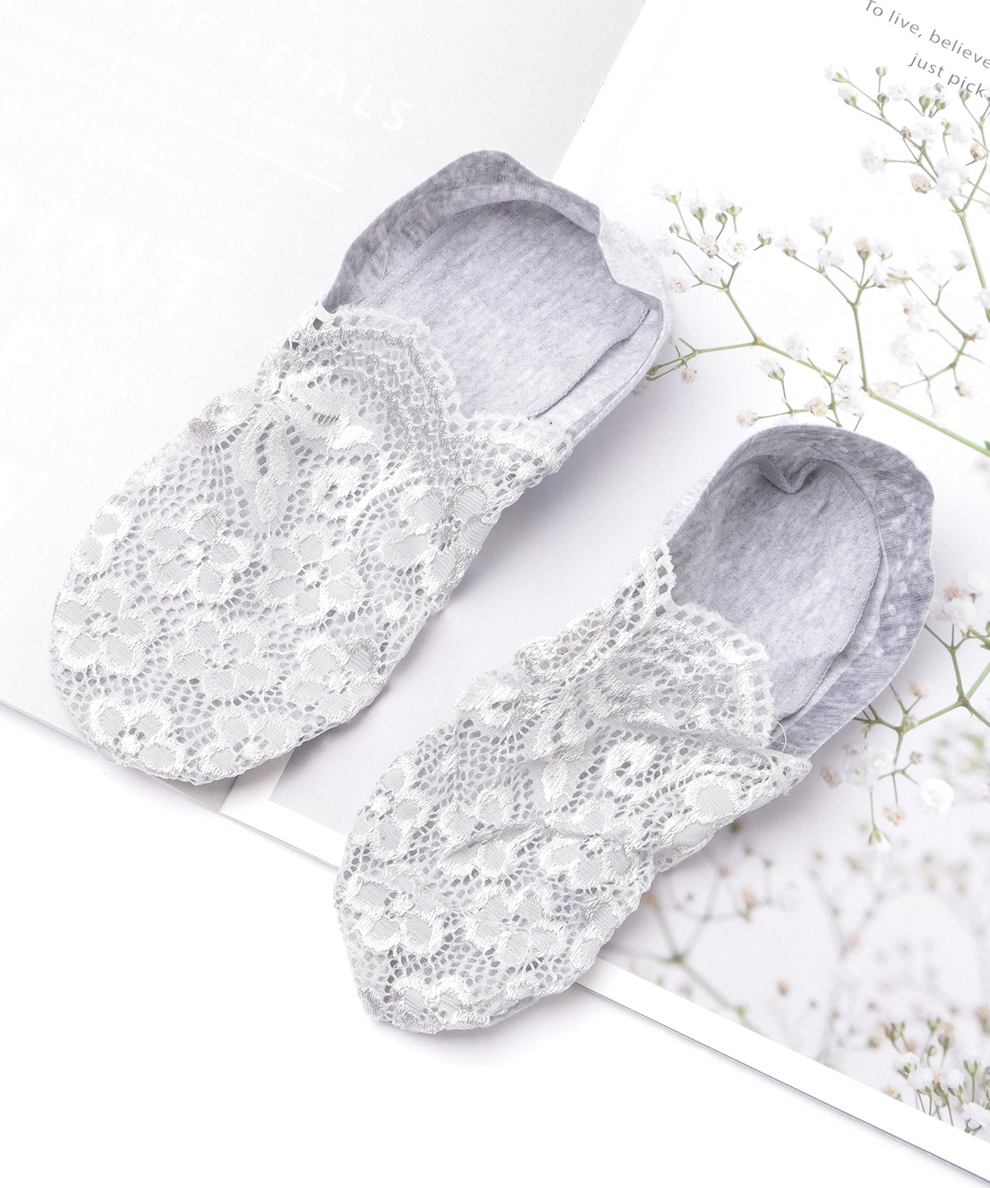 【4足セット】花柄レースカバーソックス