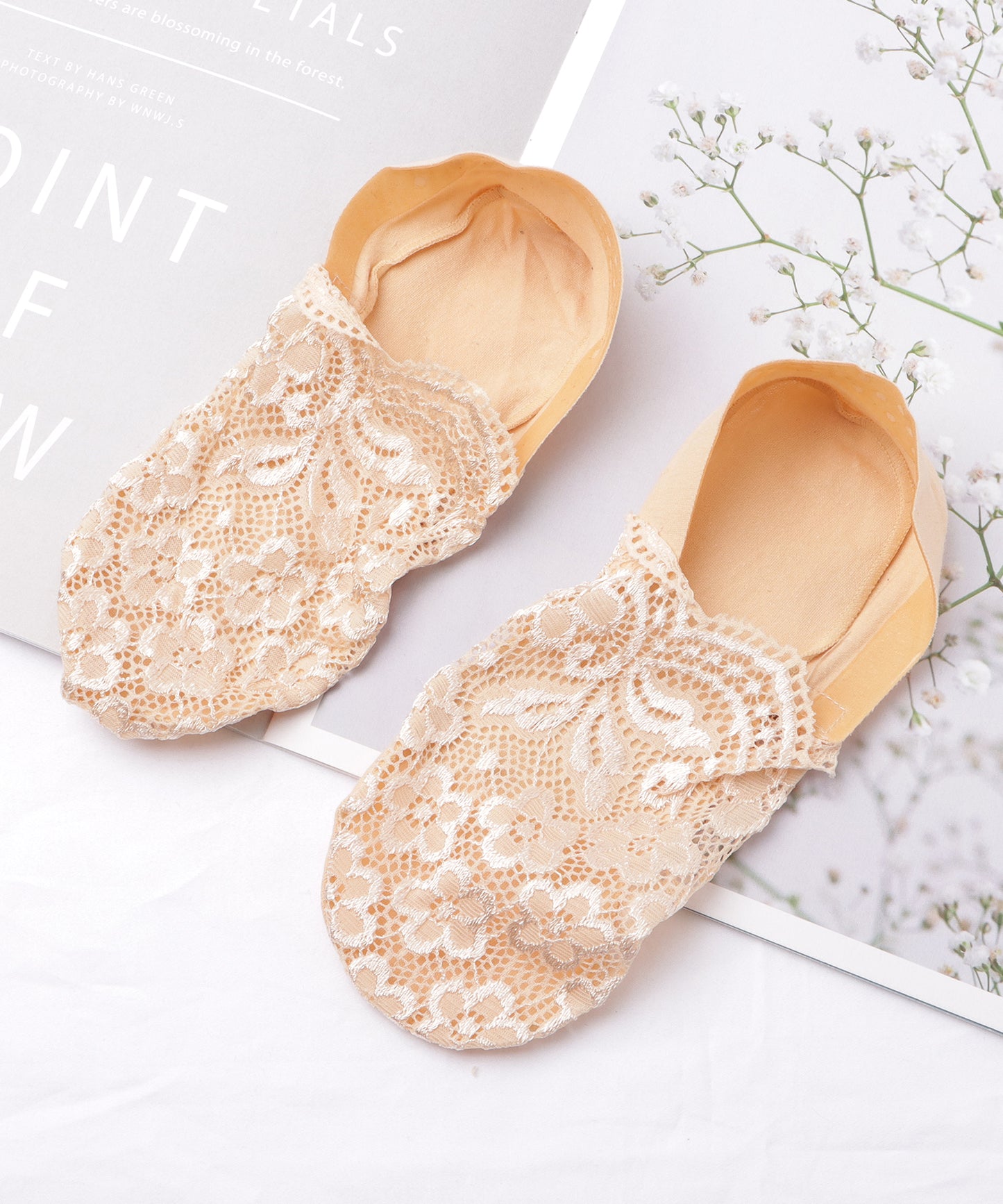 【4足セット】花柄レースカバーソックス