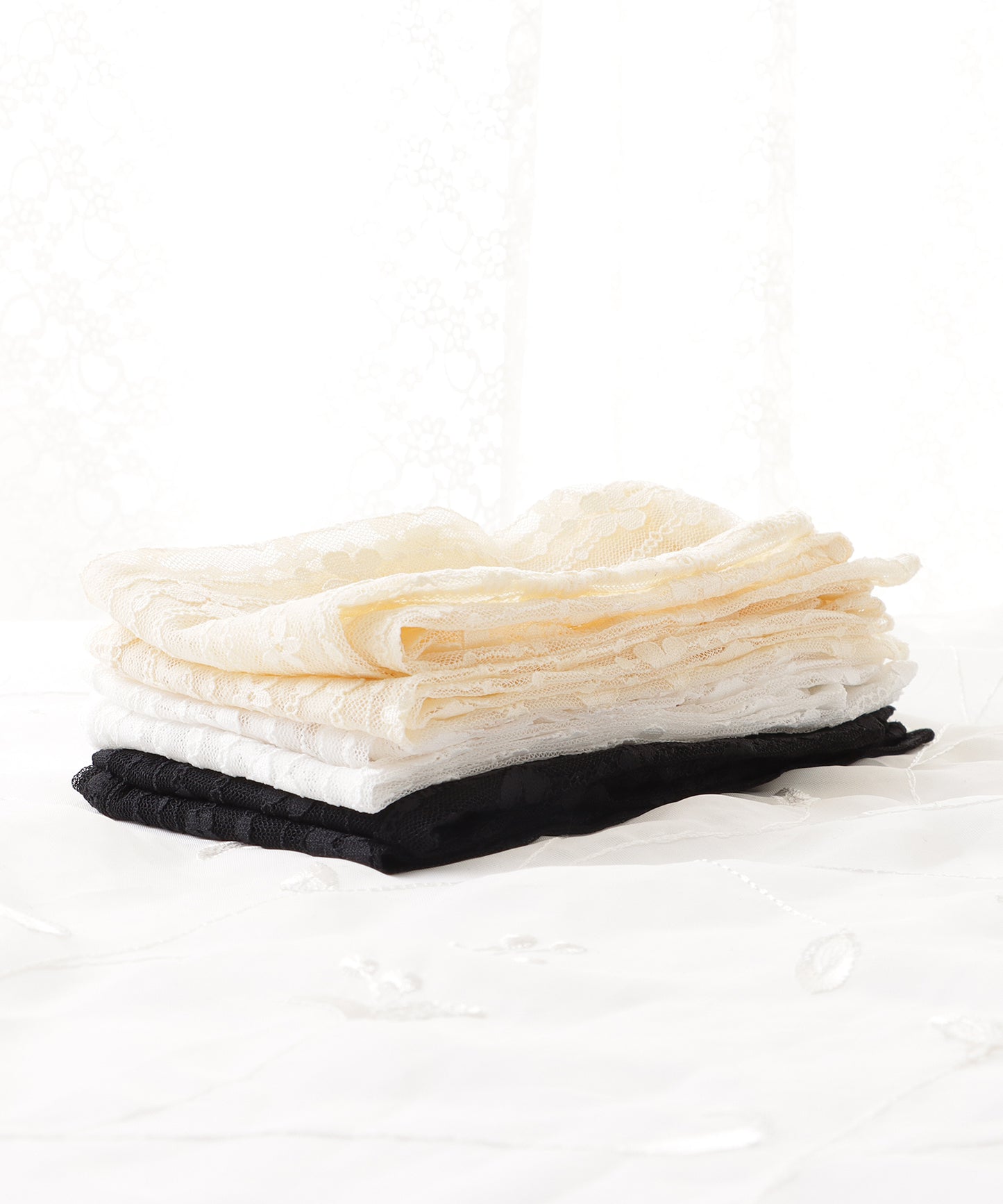 【6足セット】フラワーラインシースルークルーソックス