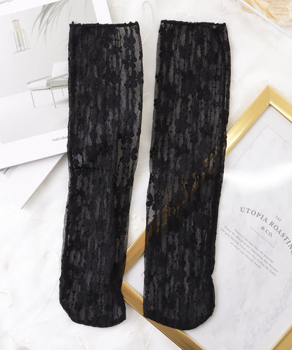 【6足セット】フラワーラインシースルークルーソックス