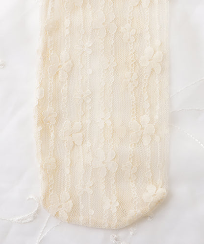 【6足セット】フラワーラインシースルークルーソックス