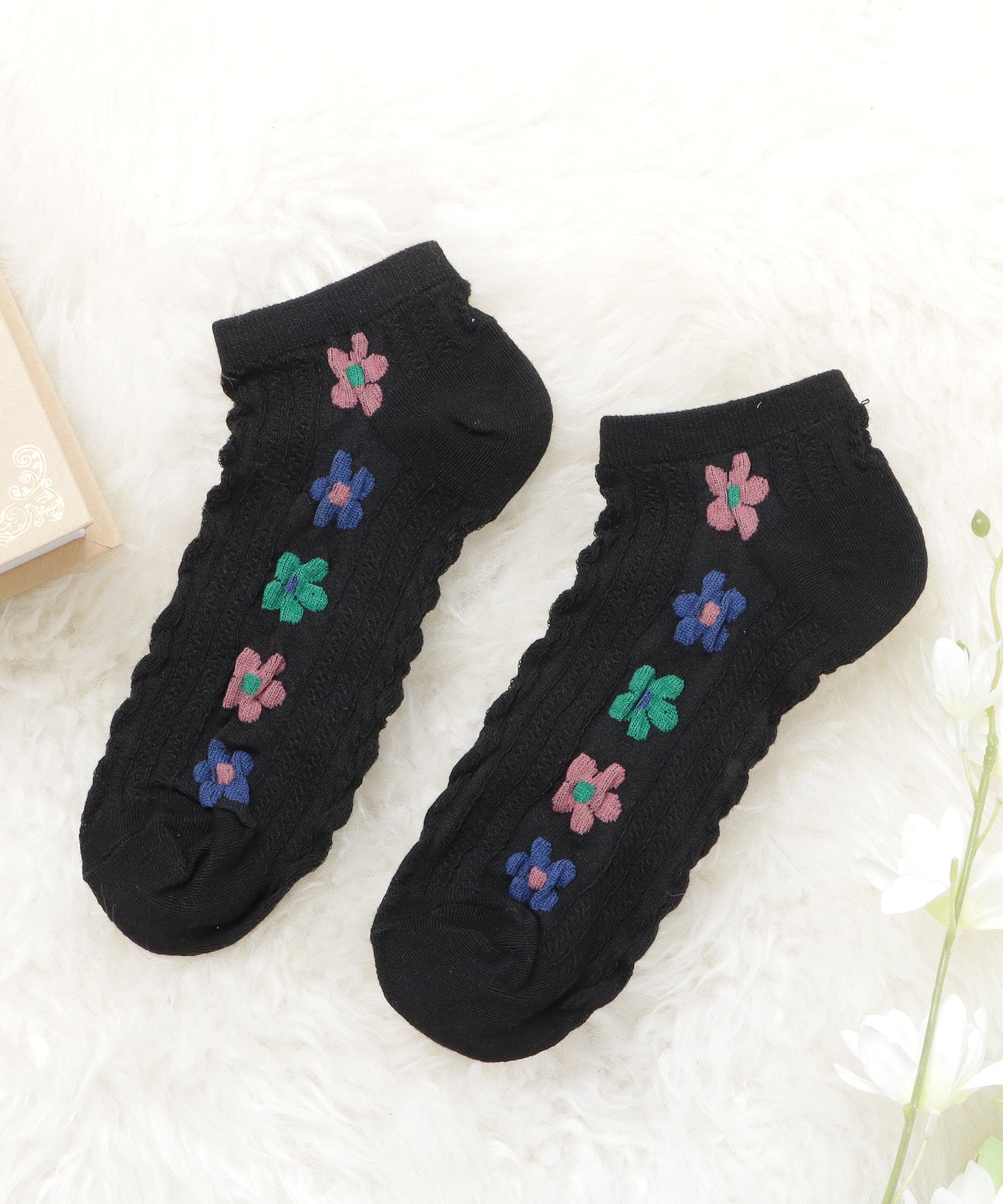 【5色組】花柄ショートソックスセット