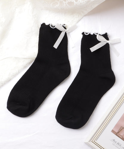 【4足セット】バックリボンメロウフリルクルーソックス
