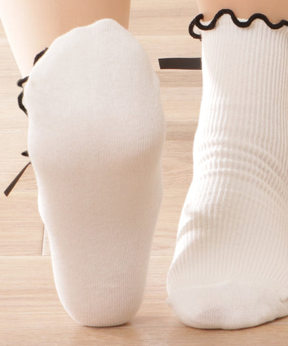 【4足セット】バックリボンメロウフリルクルーソックス