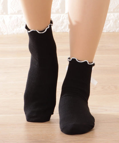 【4足セット】バックリボンメロウフリルクルーソックス