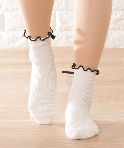 【4足セット】バックリボンメロウフリルクルーソックス