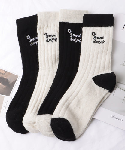 【4足セット】モノトーン配色リブソックス