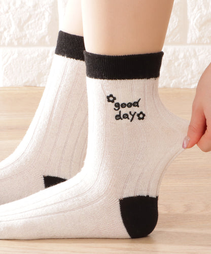 【4足セット】モノトーン配色リブソックス