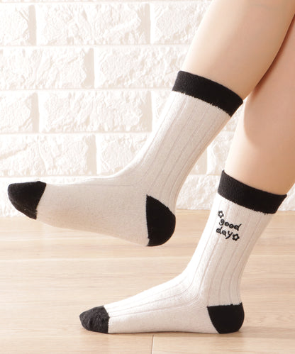 【4足セット】モノトーン配色リブソックス