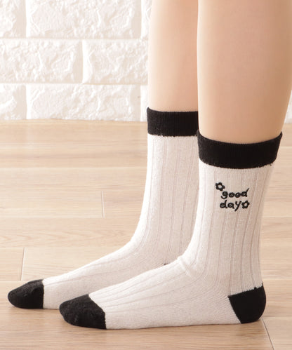 【4足セット】モノトーン配色リブソックス