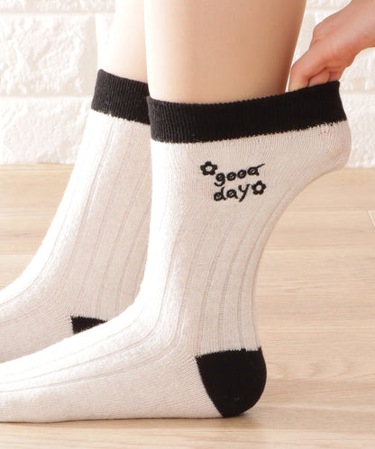 【4足セット】モノトーン配色リブソックス