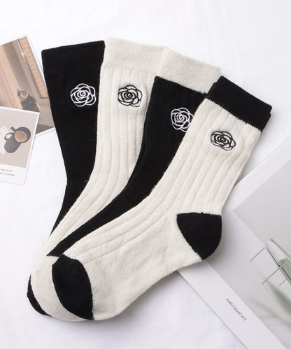 【4足セット】モノトーン配色リブソックス