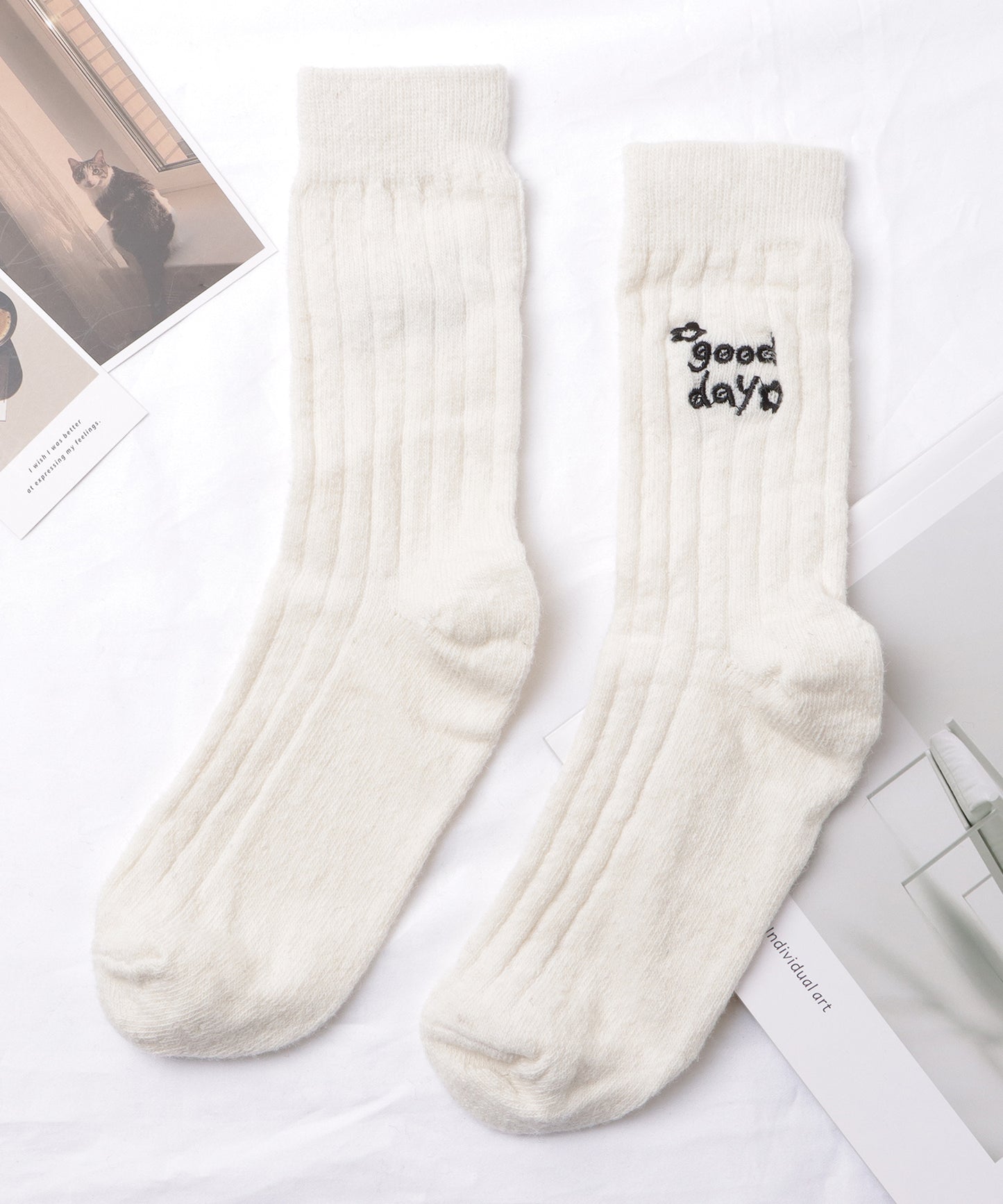 【4足セット】モノトーン配色リブソックス