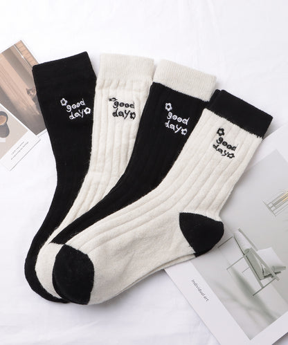 【4足セット】モノトーン配色リブソックス