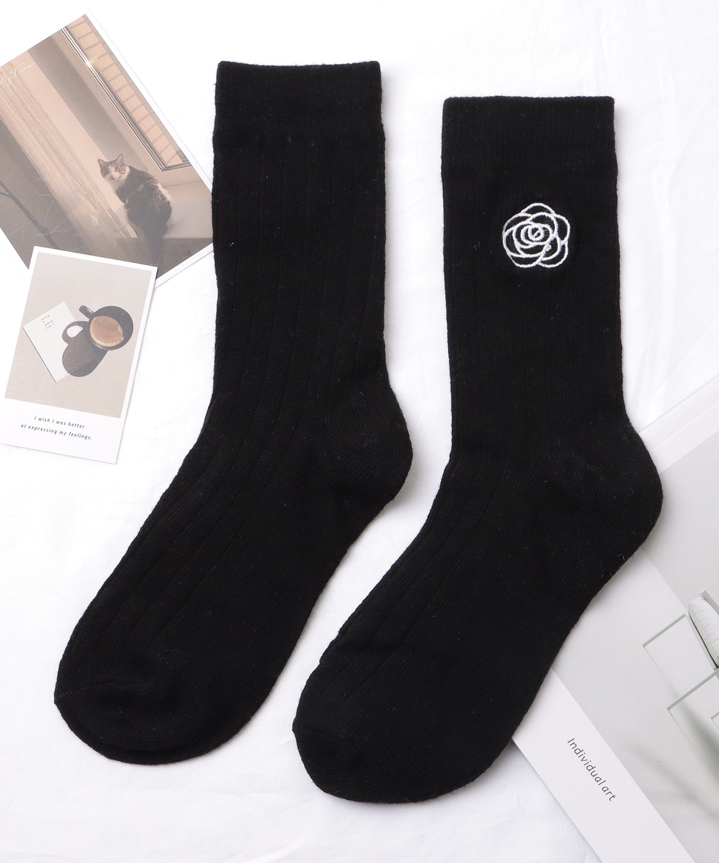 【4足セット】モノトーン配色リブソックス