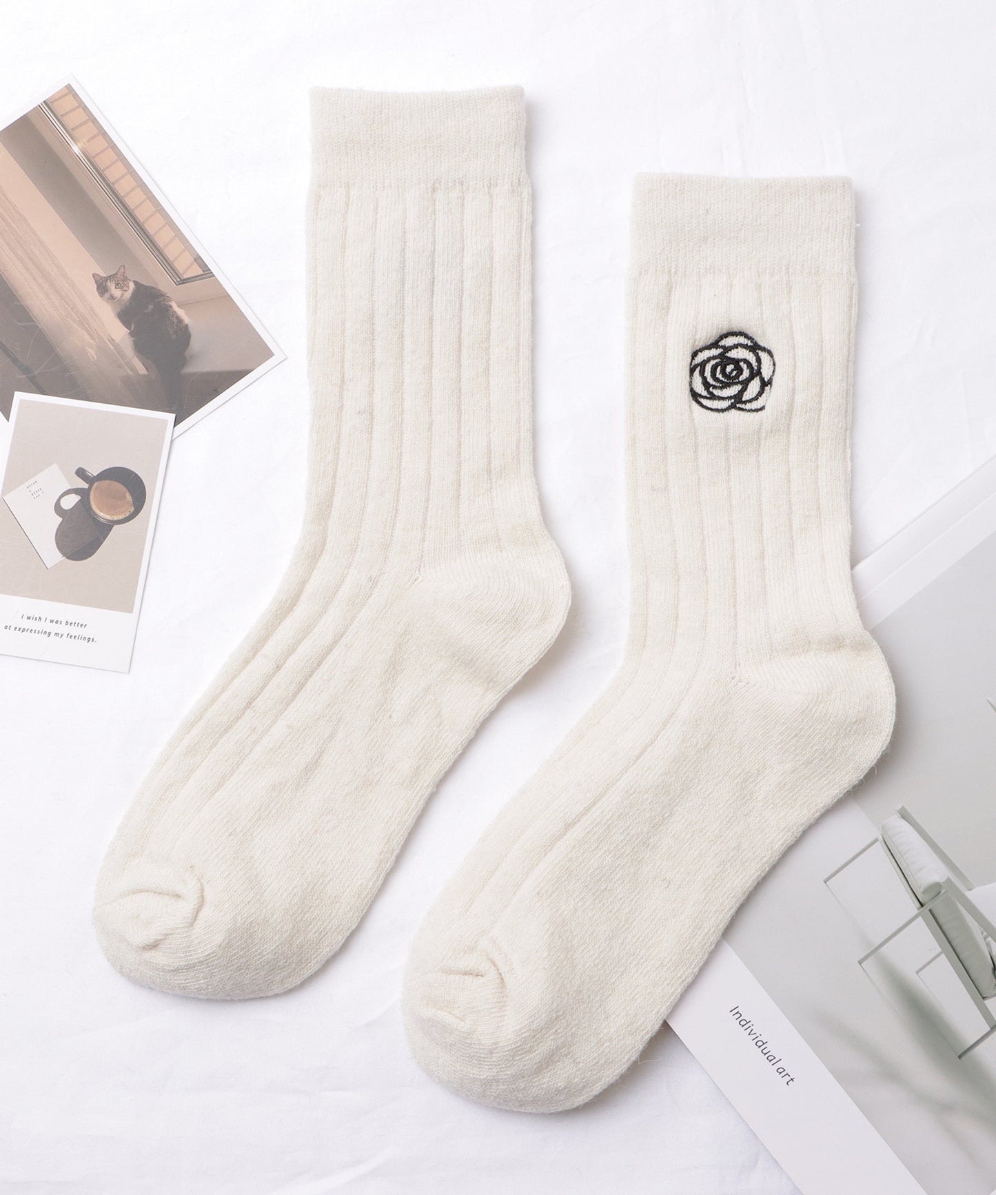 【4足セット】モノトーン配色リブソックス