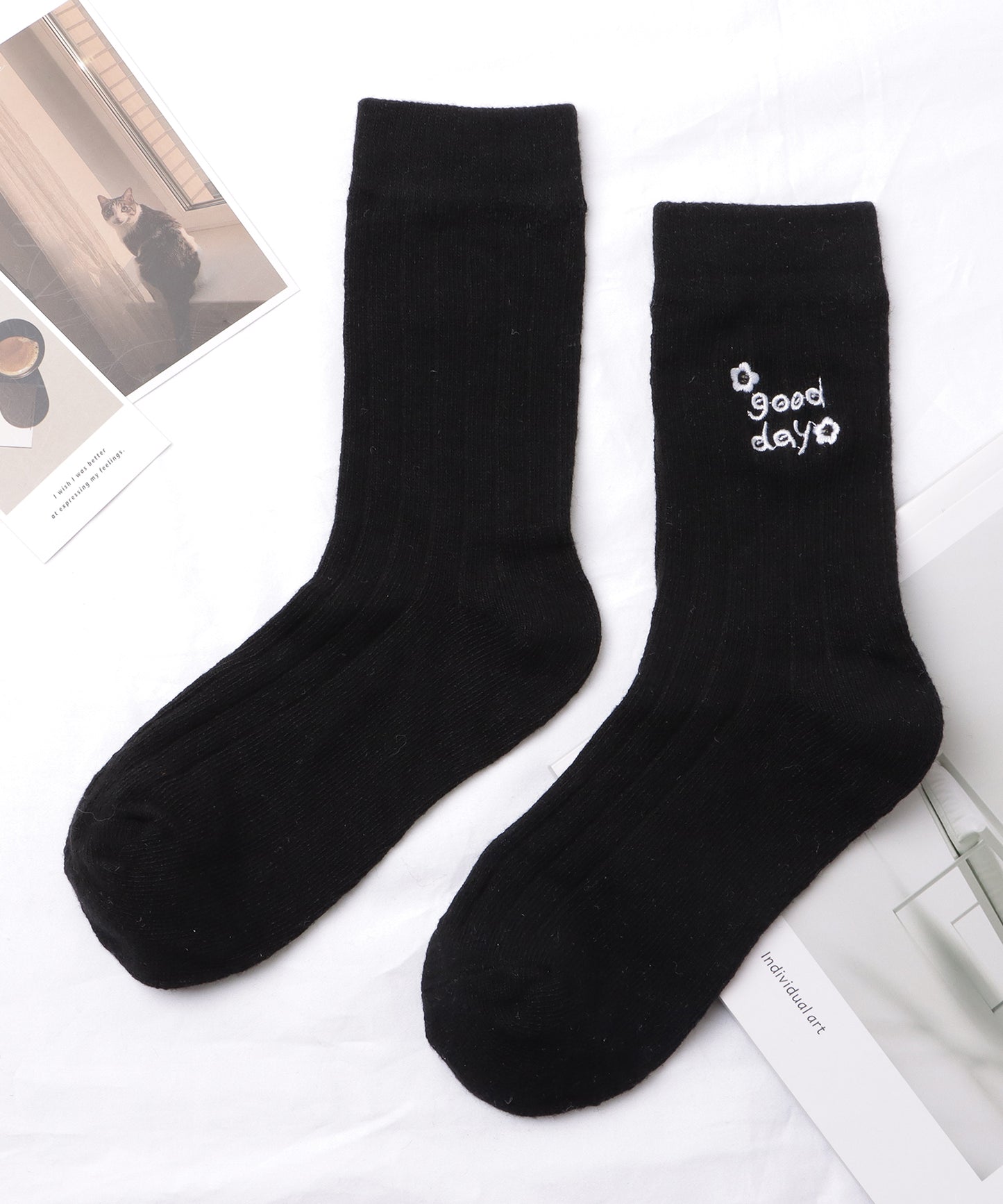 【4足セット】モノトーン配色リブソックス