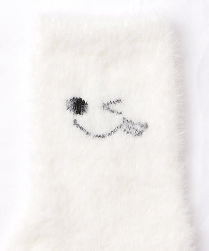 【10足セット】顔刺繍付きふわふわシャギーソックス