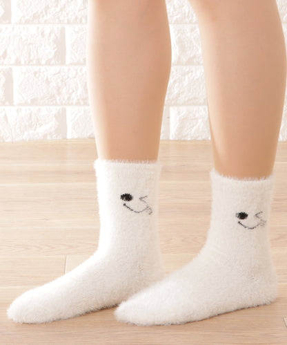 【10足セット】顔刺繍付きふわふわシャギーソックス