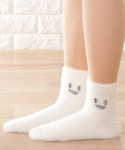 【10足セット】顔刺繍付きふわふわシャギーソックス