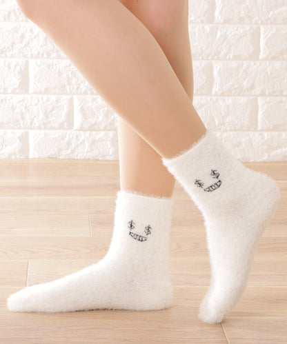 【10足セット】顔刺繍付きふわふわシャギーソックス