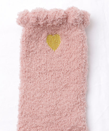 【8足セット】ハート刺繍付きふわもこショートソックス