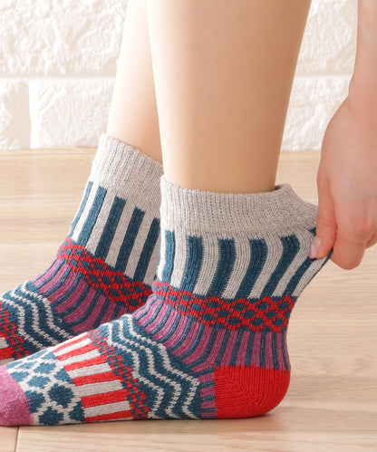 【5足セット】トライバル柄ボリュームニットソックス