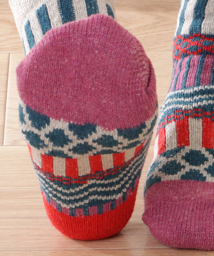 【5足セット】トライバル柄ボリュームニットソックス