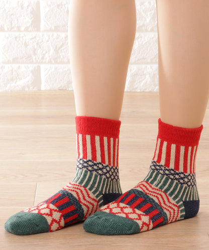 【5足セット】トライバル柄ボリュームニットソックス