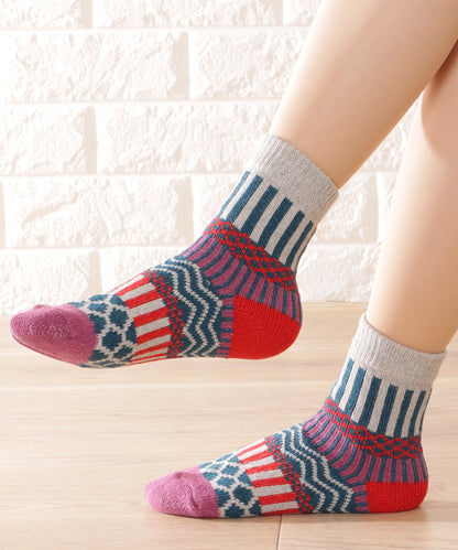 【5足セット】トライバル柄ボリュームニットソックス