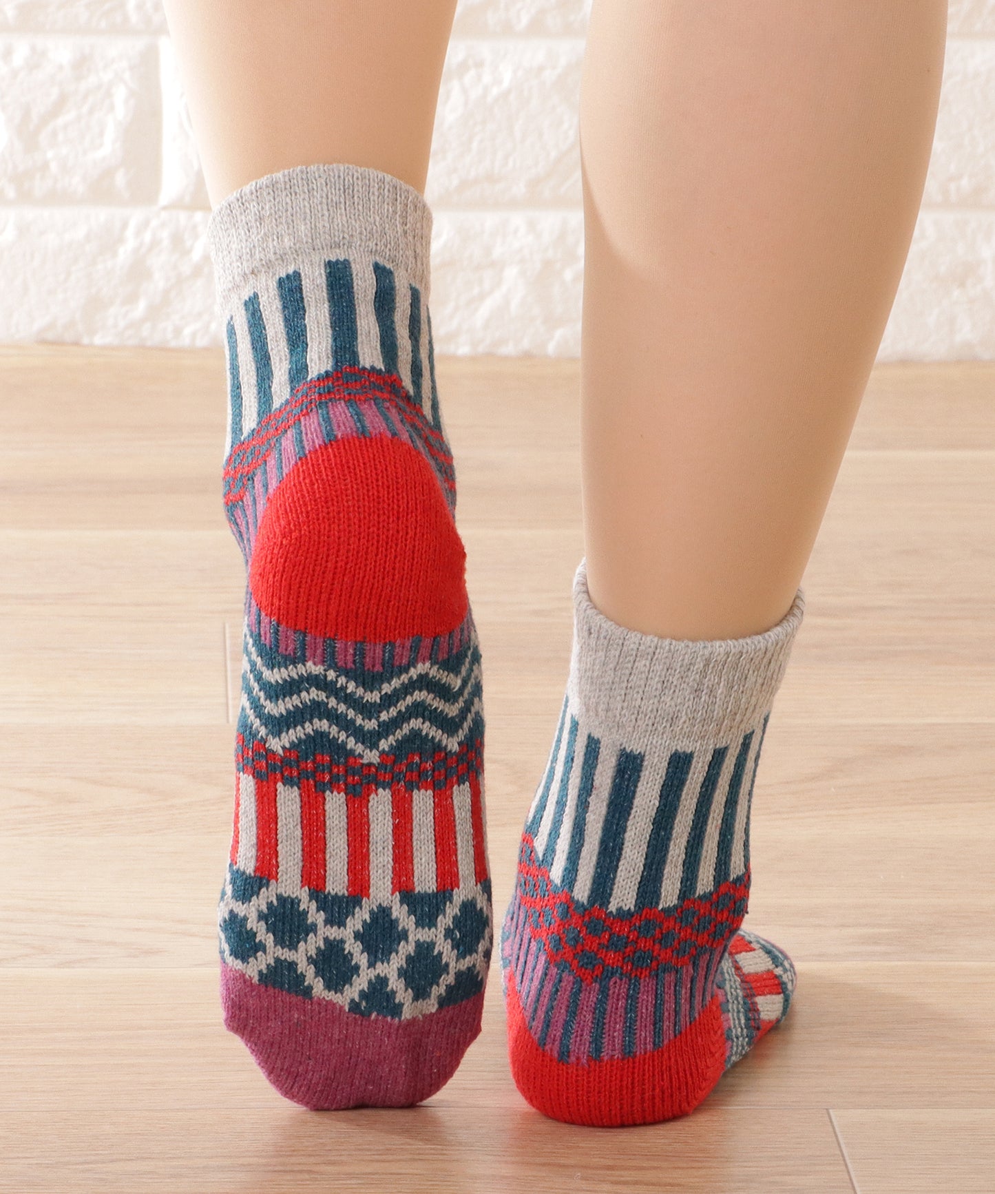 【5足セット】トライバル柄ボリュームニットソックス