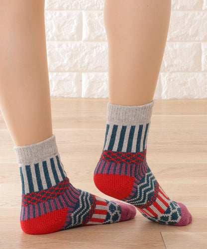 【5足セット】トライバル柄ボリュームニットソックス