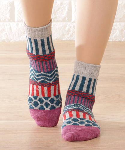 【5足セット】トライバル柄ボリュームニットソックス