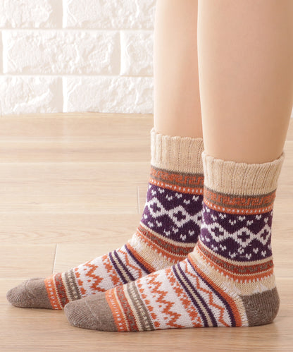 【5足セット】トライバル柄ボリュームニットソックス