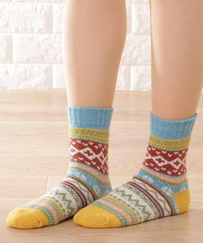 【5足セット】トライバル柄ボリュームニットソックス