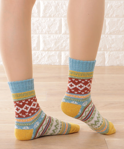 【5足セット】トライバル柄ボリュームニットソックス