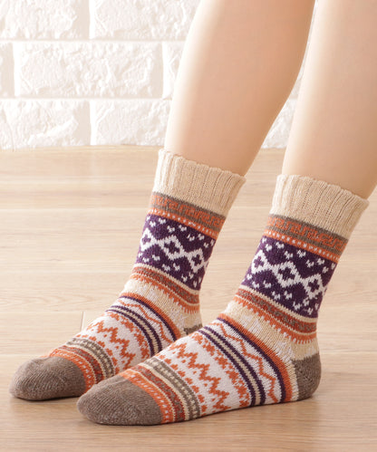 【5足セット】トライバル柄ボリュームニットソックス