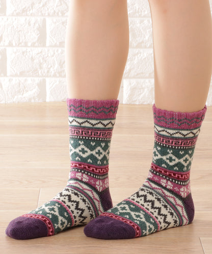 【5足セット】トライバル柄ボリュームニットソックス