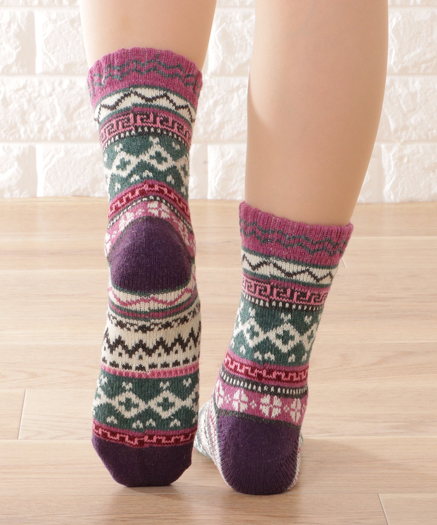 【5足セット】トライバル柄ボリュームニットソックス