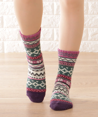 【5足セット】トライバル柄ボリュームニットソックス