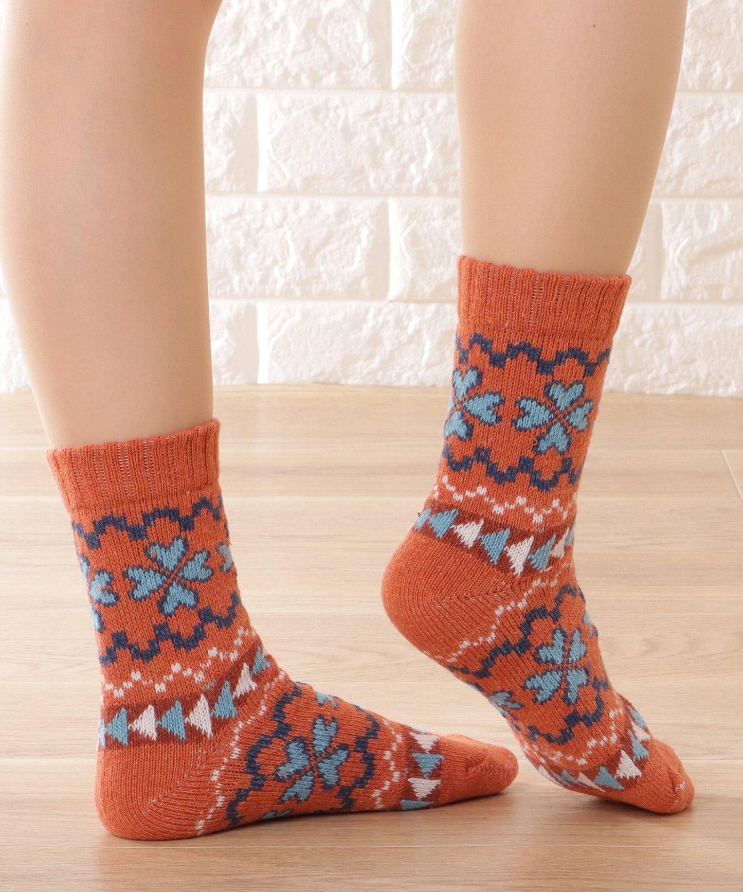 【5足セット】トライバル柄ボリュームニットソックス