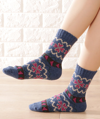 【5足セット】トライバル柄ボリュームニットソックス