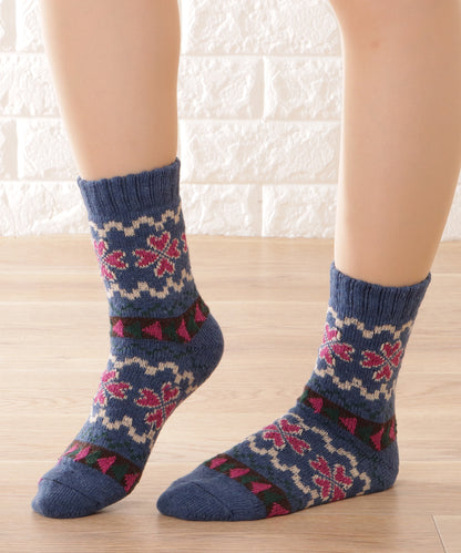 【5足セット】トライバル柄ボリュームニットソックス