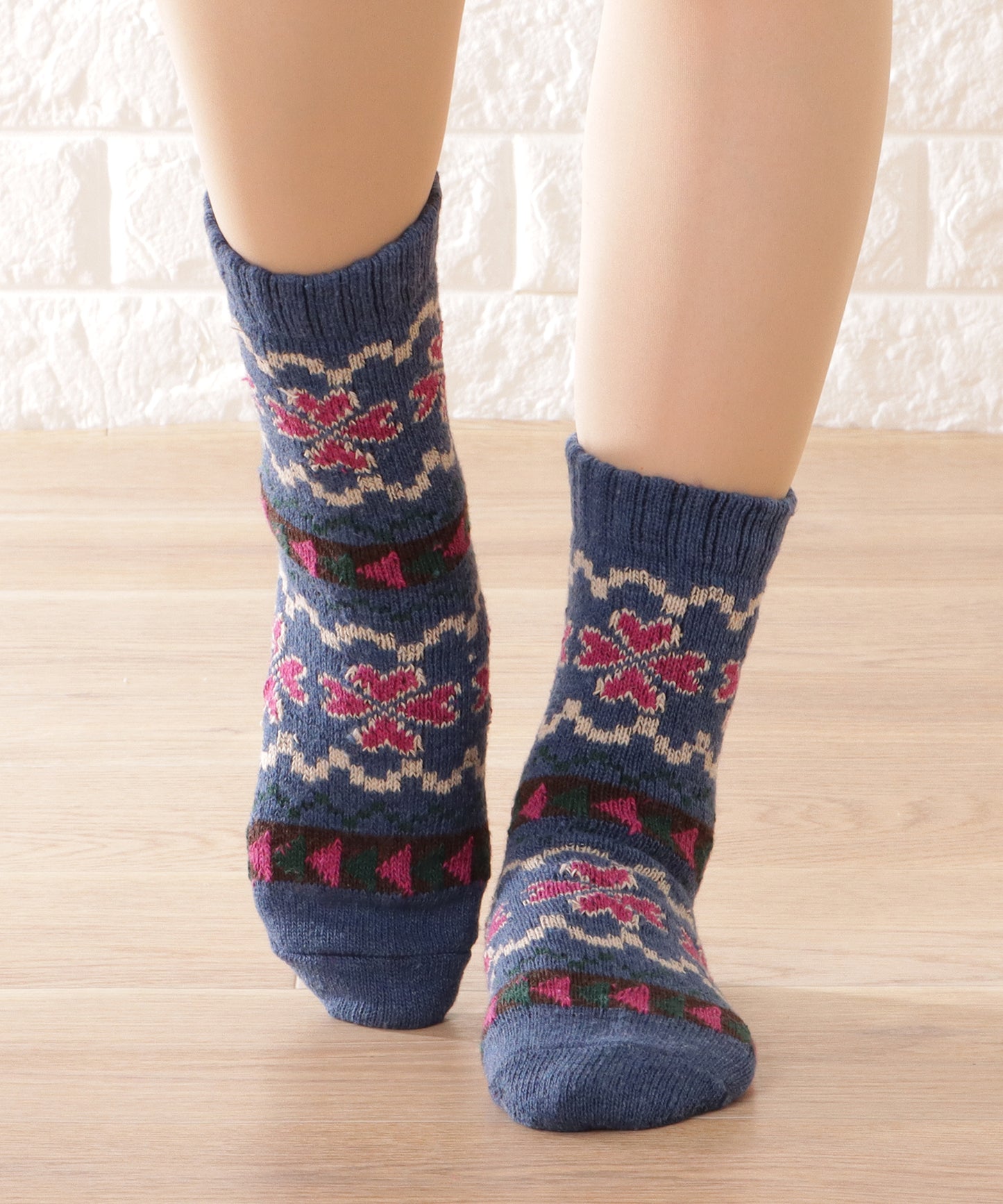 【5足セット】トライバル柄ボリュームニットソックス